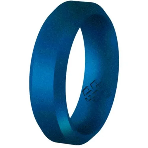 Midnight Blue Bevel Edge Silicone Ring For Men