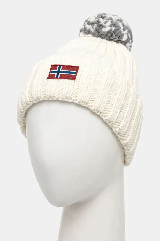 Napapijri wool blend beanie Semiury beige color thick knit NP0A4GKC2061