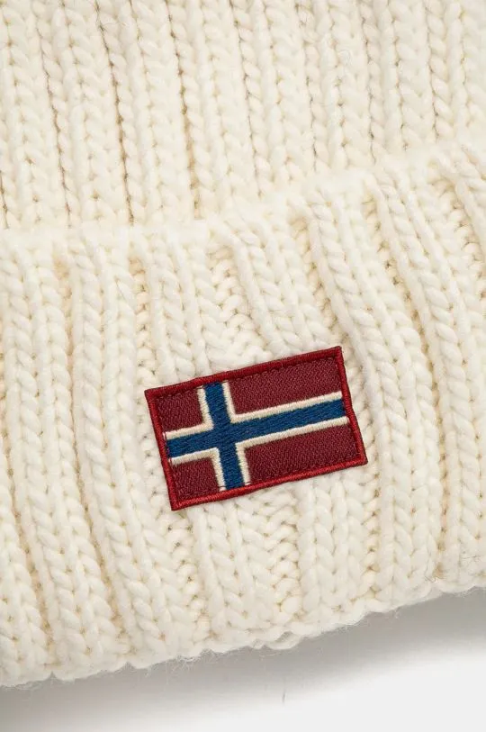 Napapijri wool blend beanie Semiury beige color thick knit NP0A4GKC2061