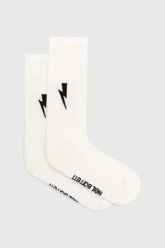 Neil Barrett socks Bolt Cotton Skate Socks men's white color MY77116A-Y9400-526N