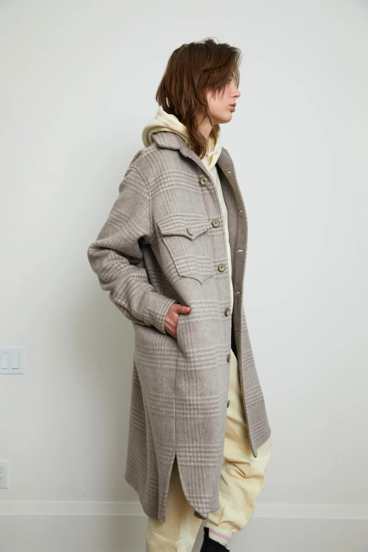 Oversized Cottage Coat - Plaid Oatmeal