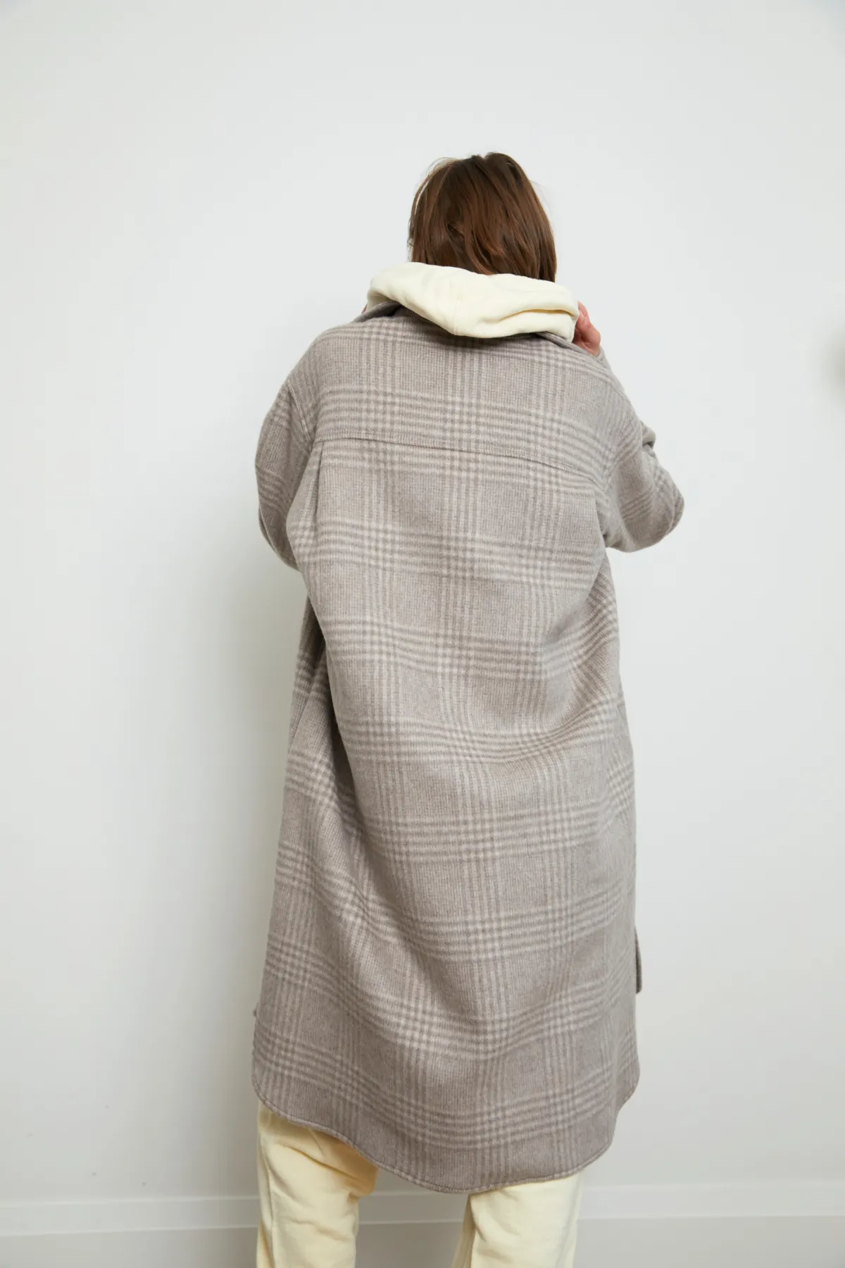 Oversized Cottage Coat - Plaid Oatmeal