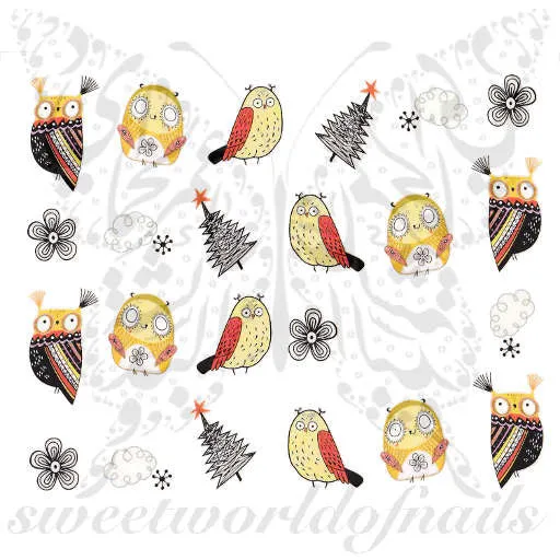 Owls Nail Art Nail Water Decals Water Slides