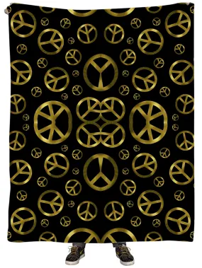 Peace Sign Gold Plush Blanket