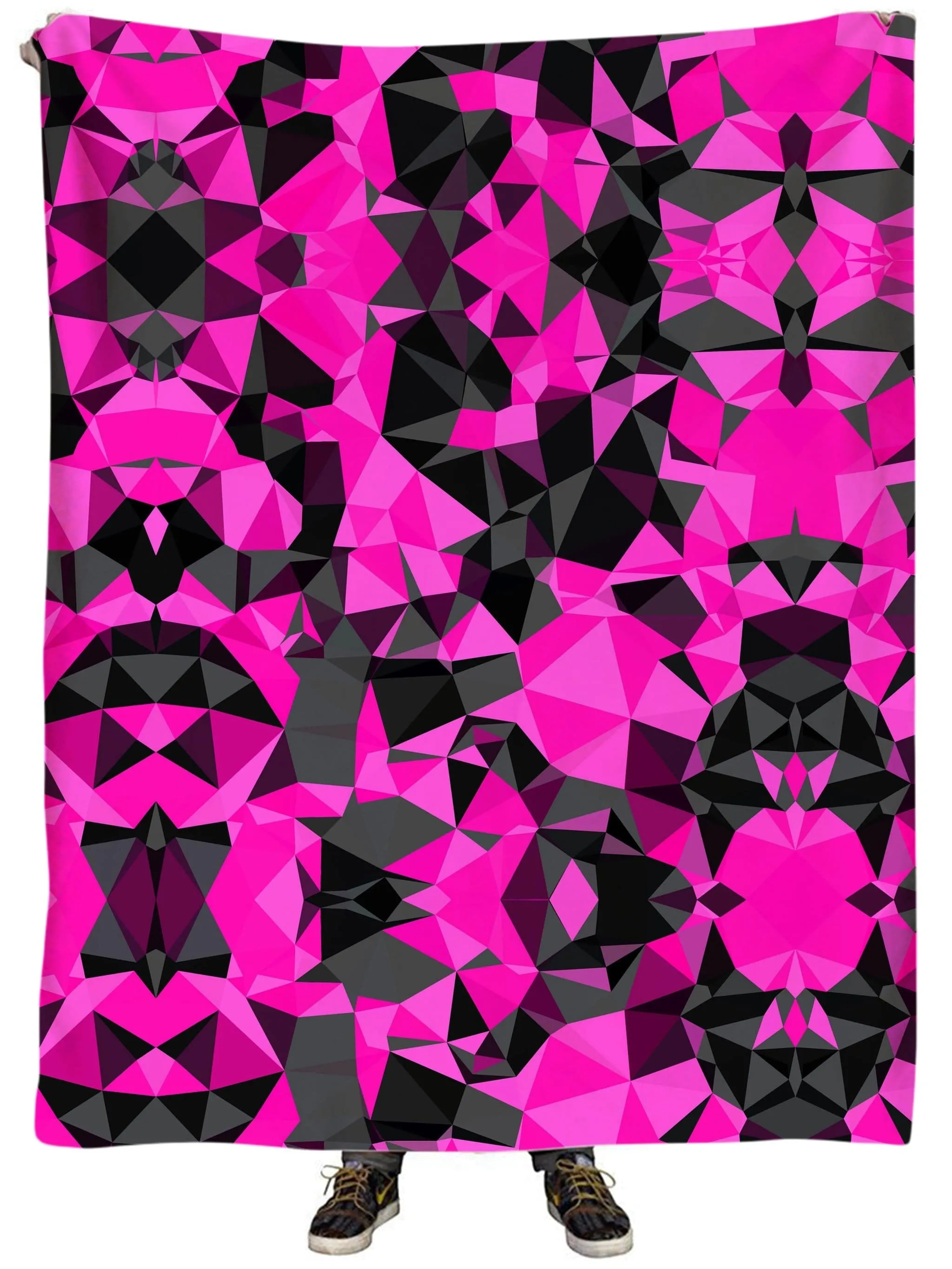 Pink and Black Geo Plush Blanket