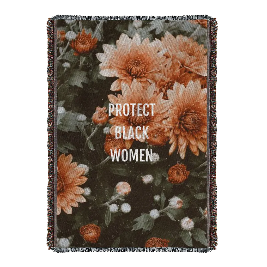 Protect Black Women Floral Woven Blanket