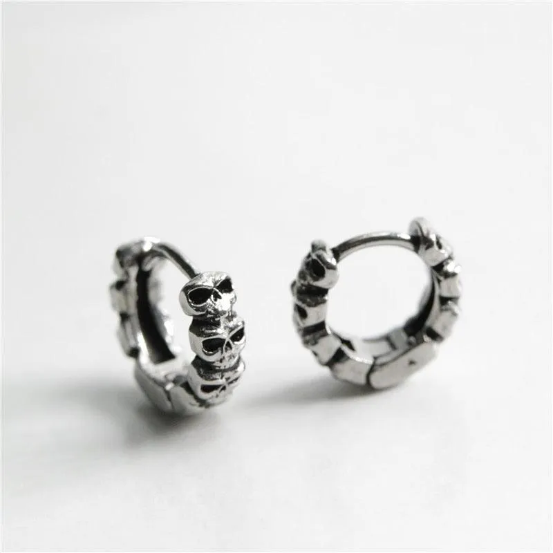 Punk Rock Skull Stainless Steel Earrings for Men