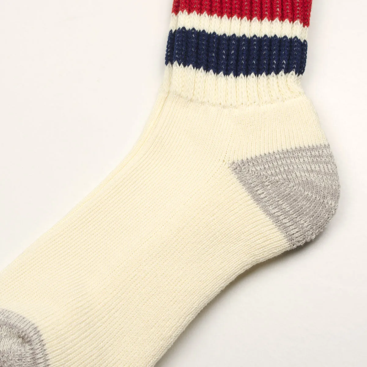 RoToTo - Coarse Ribbed Old School Crew Socks - Navy / Dark Red