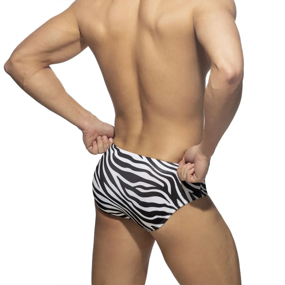 Sexy Zebra Striped Pattern Water Sports Swimwear Briefs for Men