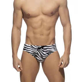 Sexy Zebra Striped Pattern Water Sports Swimwear Briefs for Men