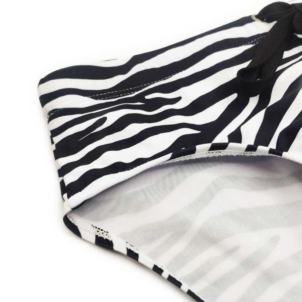 Sexy Zebra Striped Pattern Water Sports Swimwear Briefs for Men