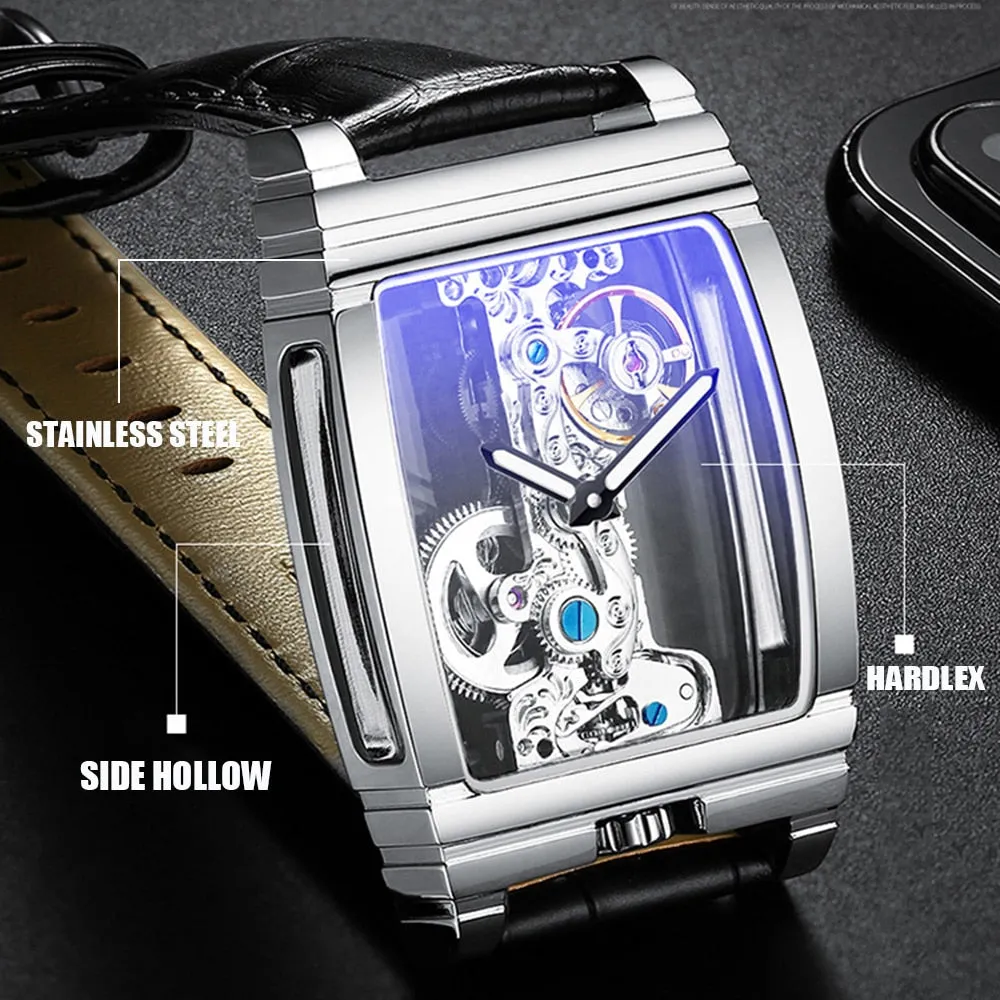 Stainless Steel Waterproof Automatic Mechanical Tourbillon Watch for Men