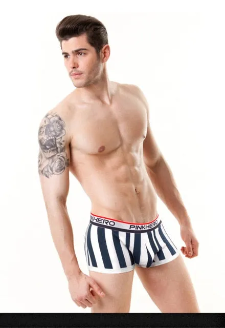 Striped Cotton Elastic Waistband Underwear Fashion Boxer Shorts for Men