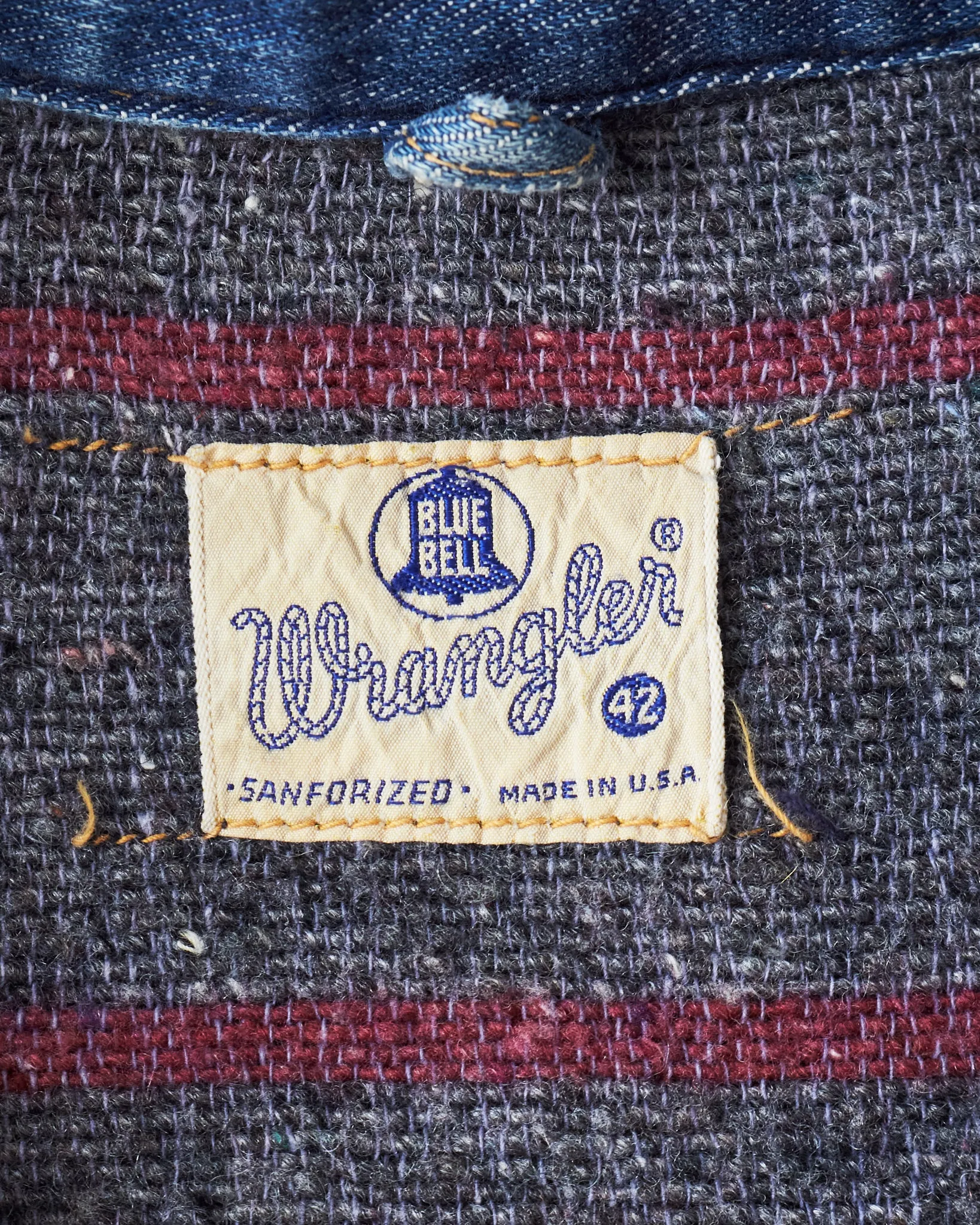 Vintage 60's Wrangler Blue Bell Blanket Lined Denim Jacket Size 42