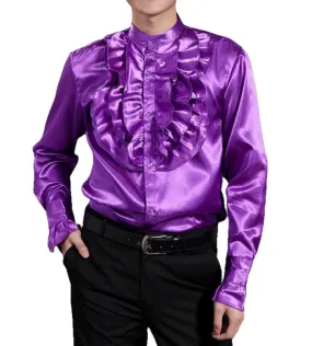 Vintage Gothic Punk Style Frill Ruffle Long Sleeve Cravat Shirt for Men