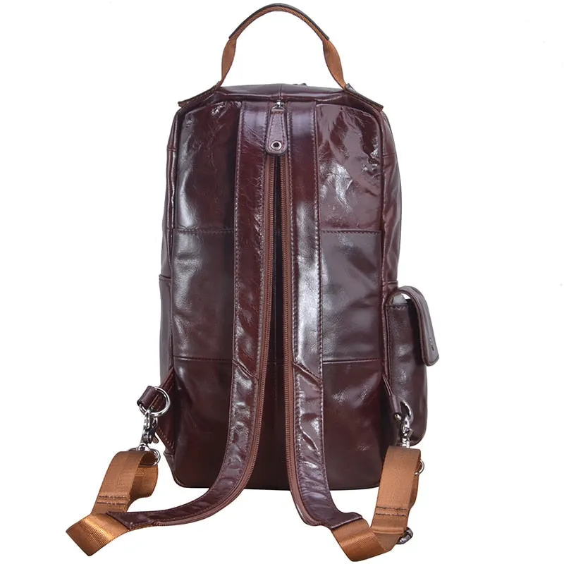 Vintage Leisure Casual Genuine Leather Small Backpacks for Men