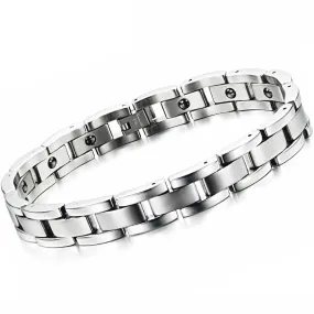 Vintage Stainless Steel Therapeutic Magnetic Link Bracelet for Men