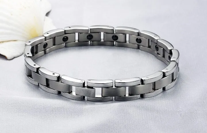 Vintage Stainless Steel Therapeutic Magnetic Link Bracelet for Men