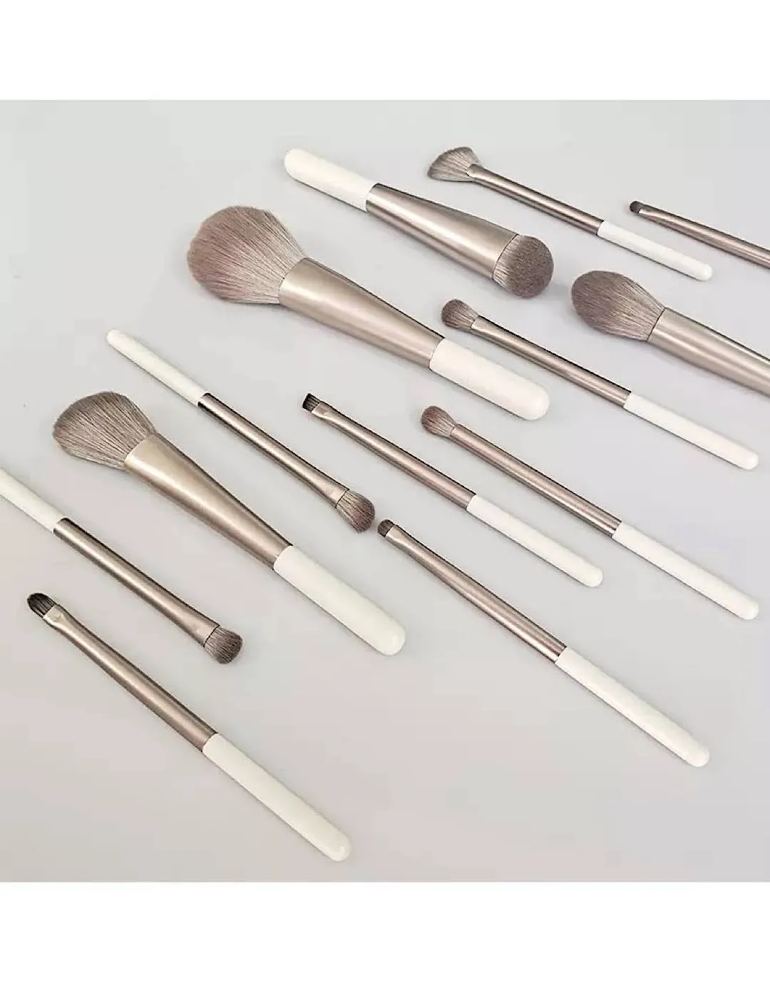 White Metallic Makeup Brush Set