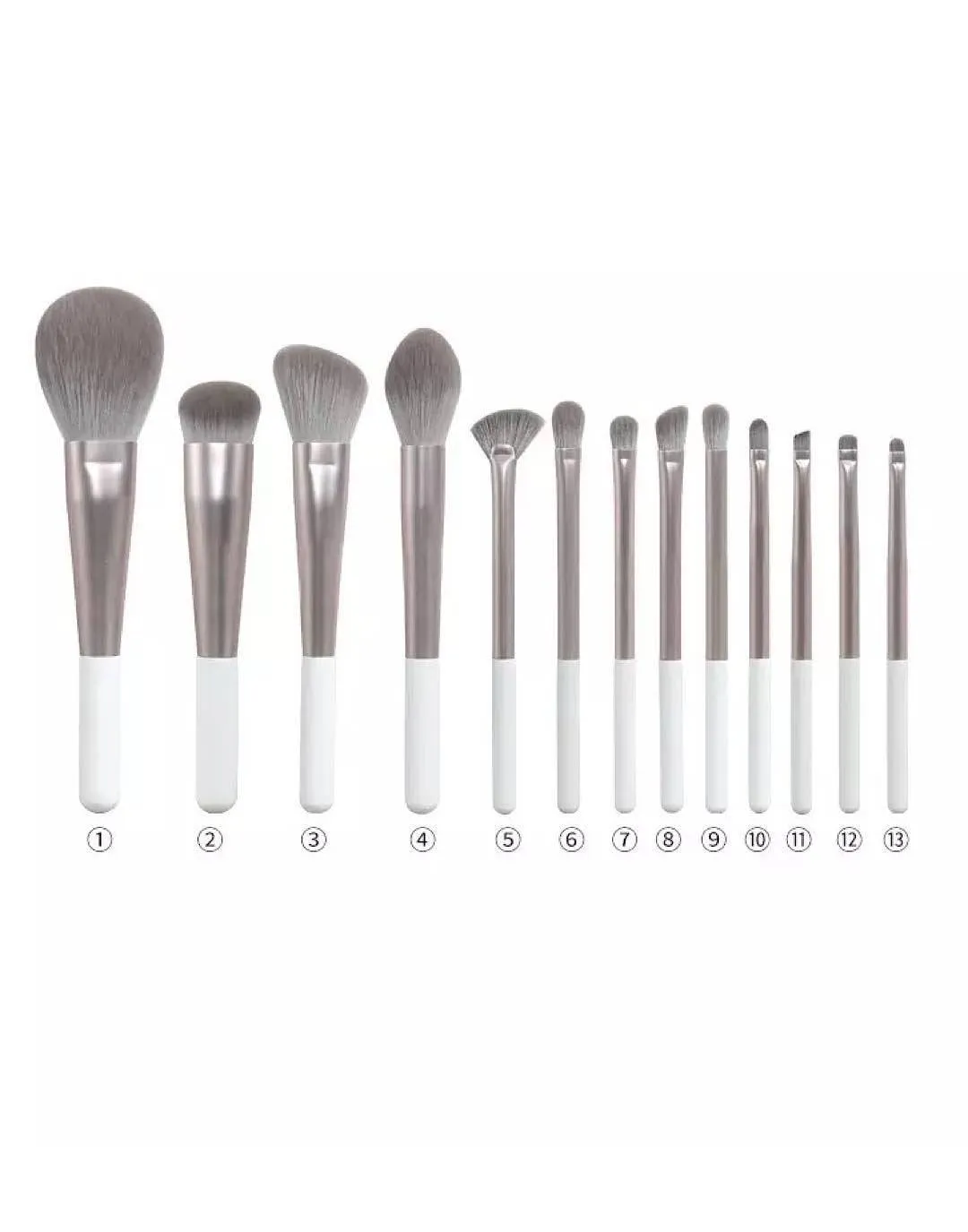 White Metallic Makeup Brush Set