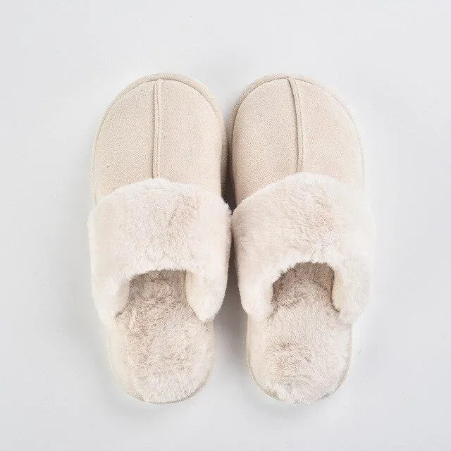 Winter Warm Unisex Cotton Thick-soled Fur Non-slip Indoor House Slippers