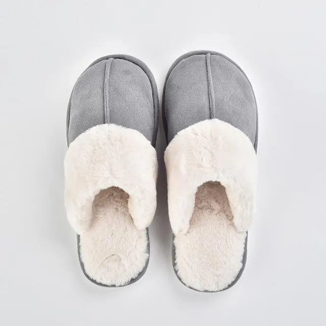 Winter Warm Unisex Cotton Thick-soled Fur Non-slip Indoor House Slippers