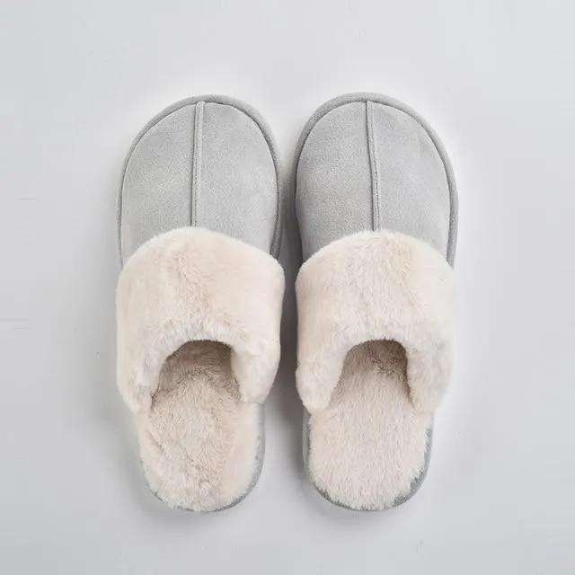 Winter Warm Unisex Cotton Thick-soled Fur Non-slip Indoor House Slippers