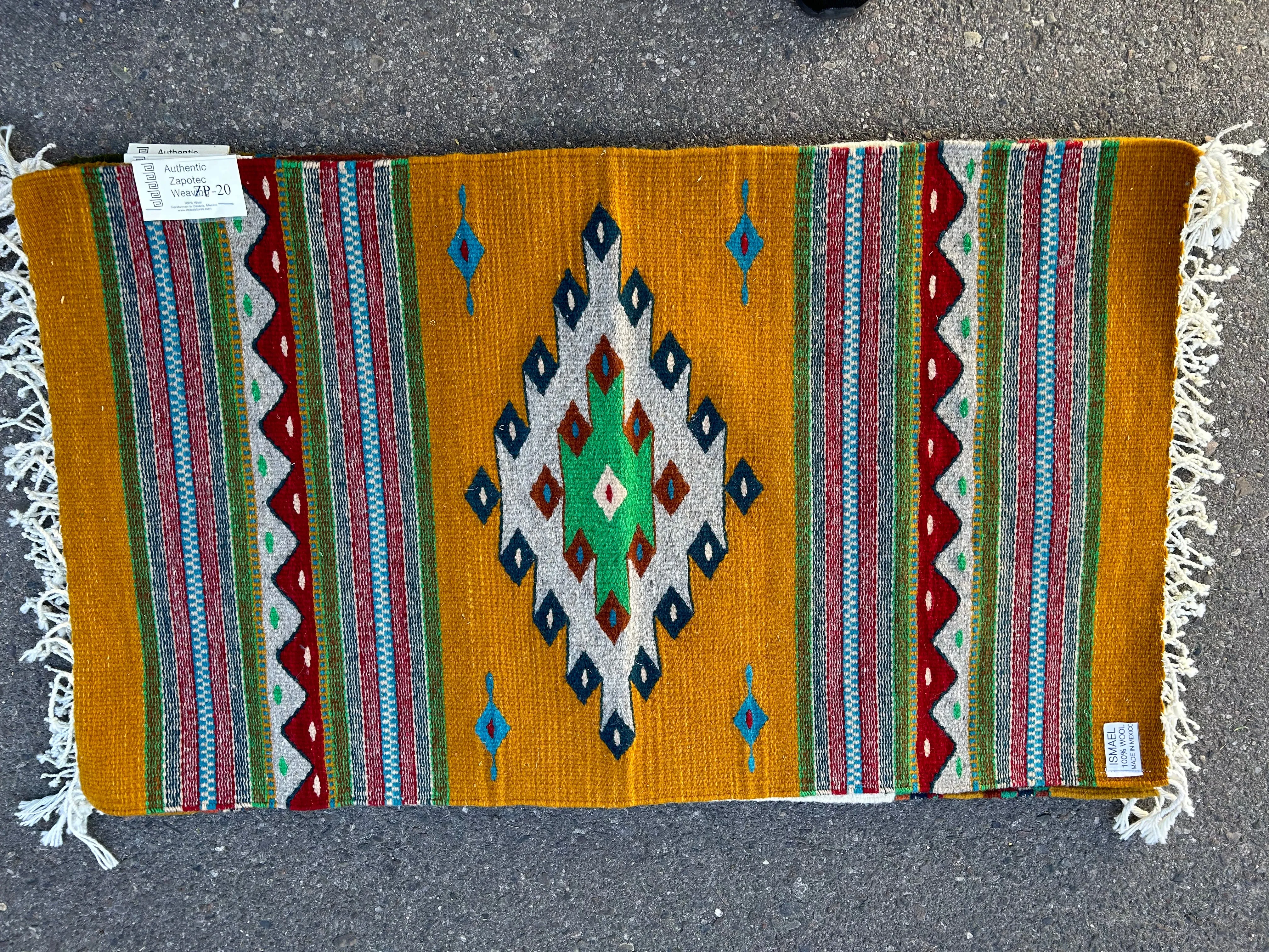 Zapotec handwoven wool mats, approximately 21” x 43” ZP20